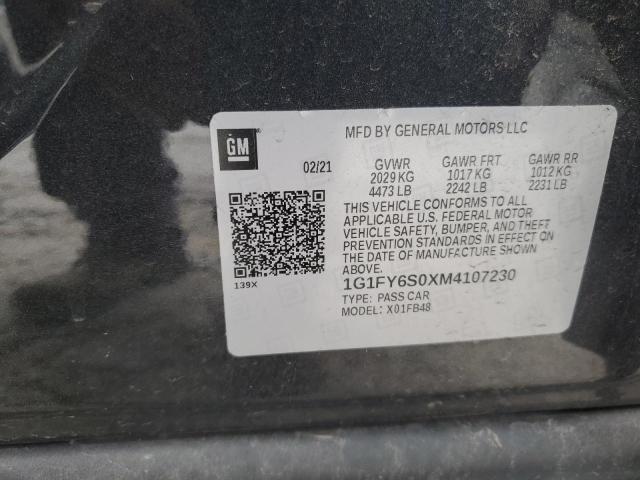 2021 CHEVROLET BOLT EV LT 1G1FY6S0XM4107230