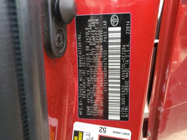 2021 TOYOTA CAMRY SE 4T1G11AK6MU479133