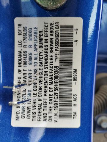 2017 HONDA CIVIC LX 19XFC2F59HE000369