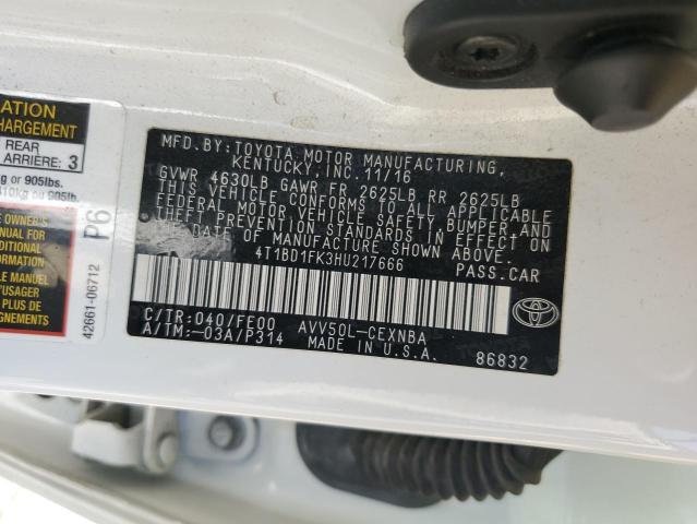 2017 TOYOTA CAMRY HYBRID 4T1BD1FK3HU217666