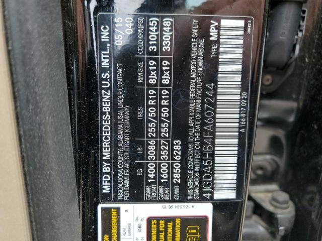2015 MERCEDES-BENZ ML 350 4MA 4JGDA5HB4FA607244