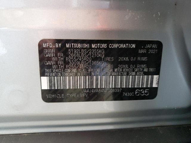 2022 MITSUBISHI OUTLANDER JA4J4VA84NZ008397