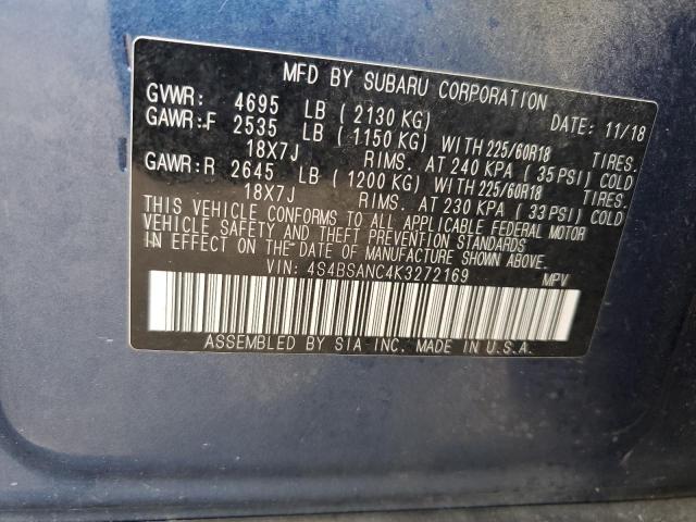 2019 SUBARU OUTBACK 2. 4S4BSANC4K3272169