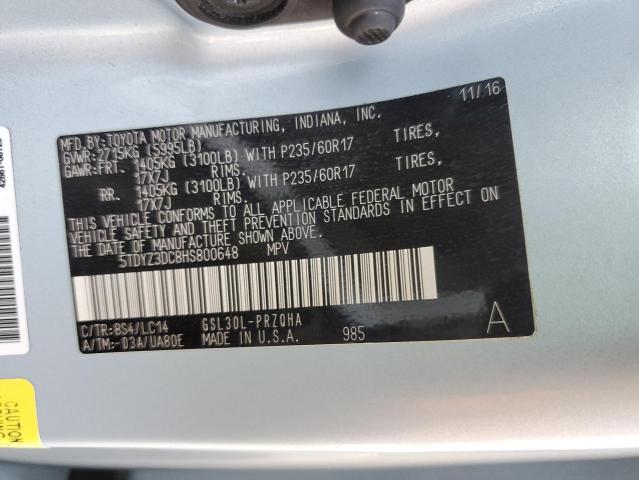 2017 TOYOTA SIENNA XLE - 5TDYZ3DC8HS800648