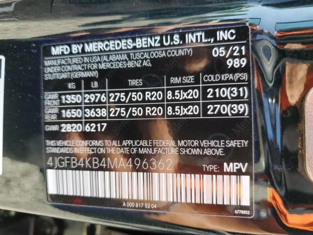 2021 MERCEDES-BENZ GLE 350 4M 4JGFB4KB4MA496362