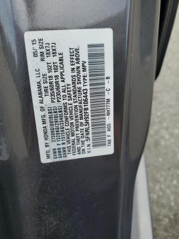 2015 HONDA ODYSSEY TO 5FNRL5H92FB106443
