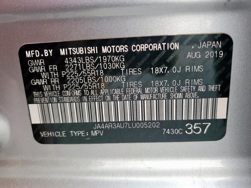 2020 MITSUBISHI OUTLANDER JA4AR3AU7LU005202