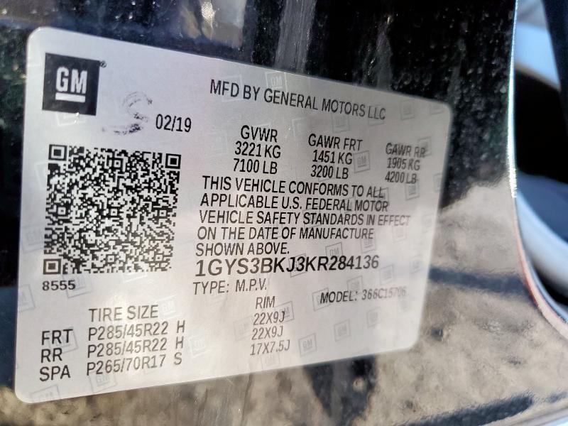 2019 CADILLAC ESCALADE L 1GYS3BKJ3KR284136