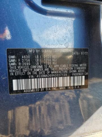 2022 SUBARU LEGACY PREMIUM 4S3BWAD68N3027139