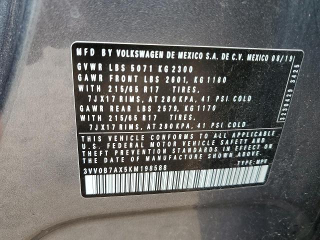2019 VOLKSWAGEN TIGUAN S 3VV0B7AX5KM198588