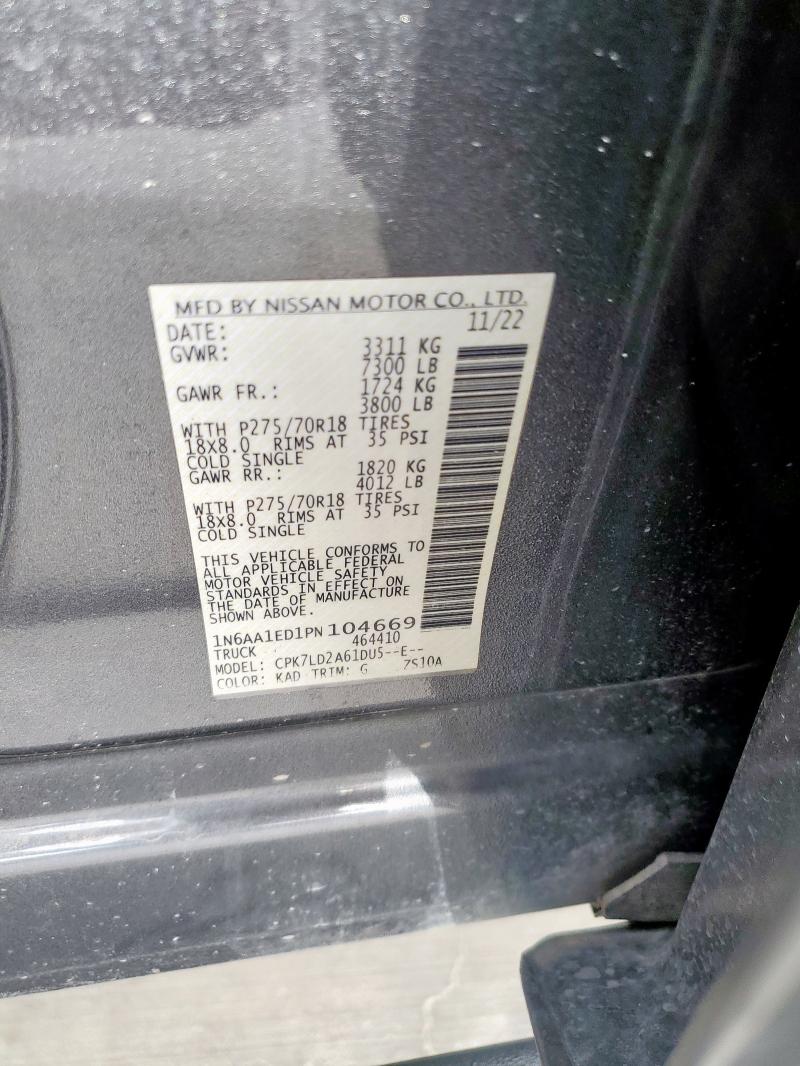 2023 NISSAN TITAN SV 1N6AA1ED1PN104669