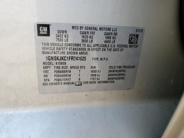 2015 CHEVROLET SUBURBAN K 1GNSKJKC1FR741625