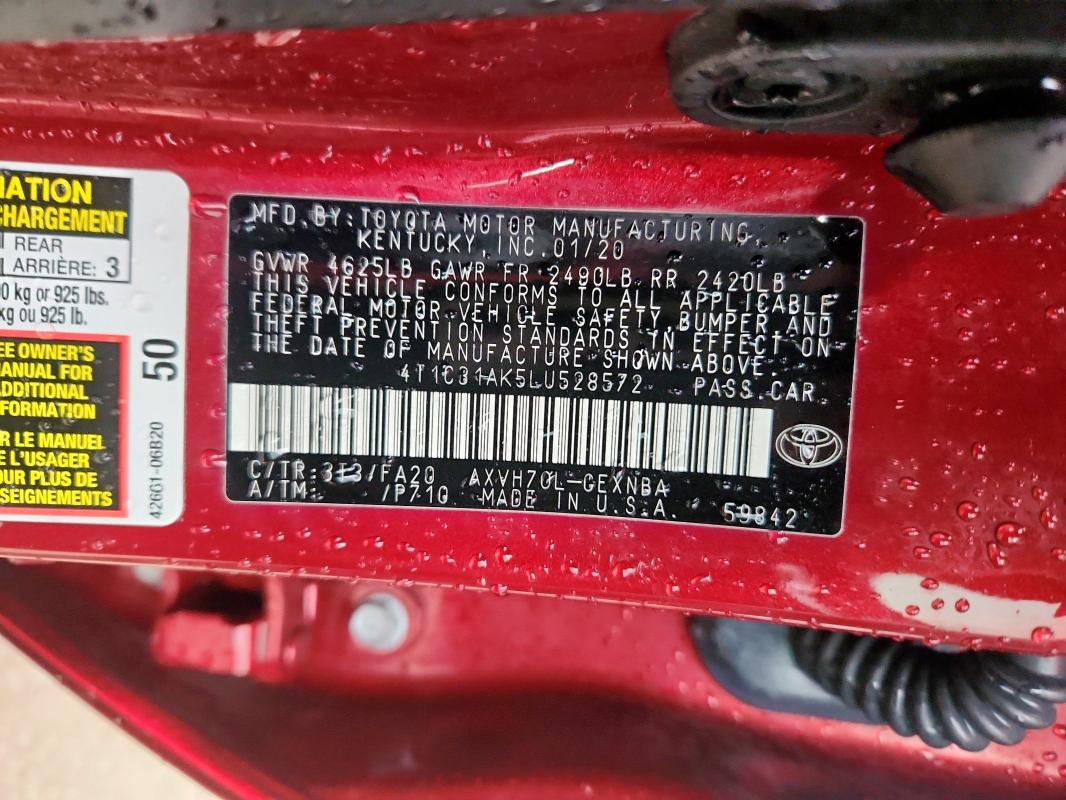 2020 TOYOTA CAMRY LE 4T1C31AK5LU528572