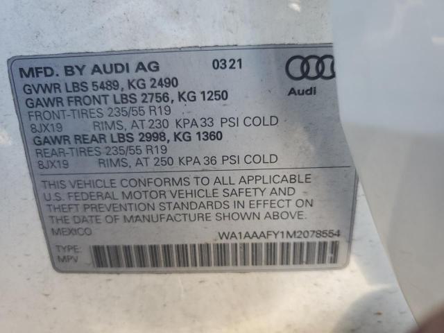 2021 AUDI Q5 PREMIUM - WA1AAAFY1M2078554