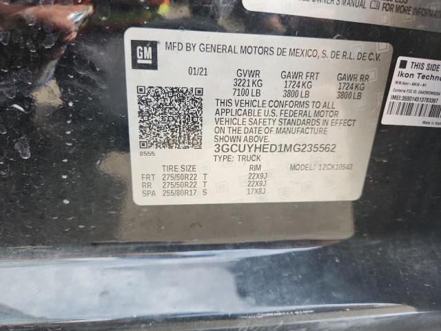 2021 CHEVROLET SILVERADO K1500 HIGH COUNTRY 3GCUYHED1MG235562