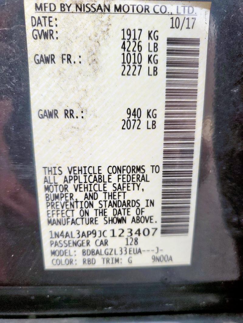 2018 NISSAN ALTIMA 2.5 1N4AL3AP9JC123407