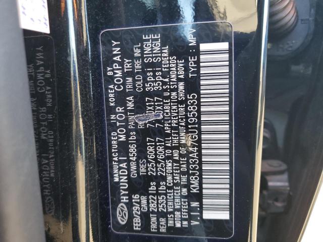 2016 HYUNDAI TUCSON LIM KM8J33A47GU195835