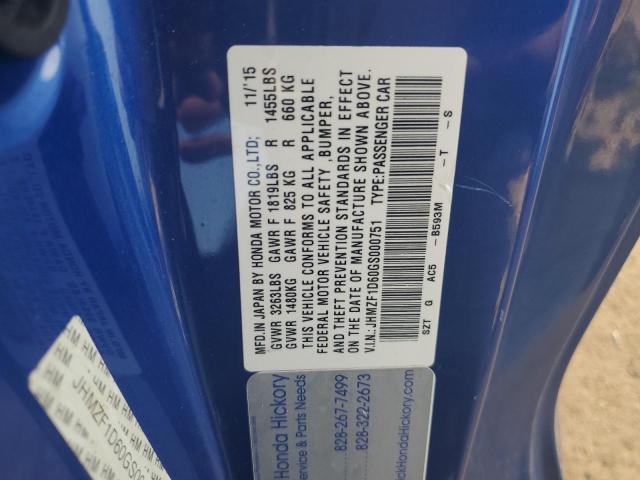 2016 HONDA CR-Z EX JHMZF1D60GS000751