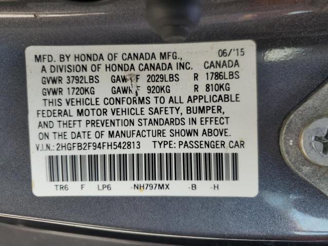 2015 HONDA CIVIC EXL - 2HGFB2F94FH542813