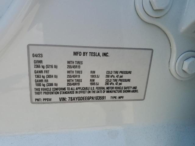 2023 TESLA MODEL Y 7SAYGDEE6PA103591