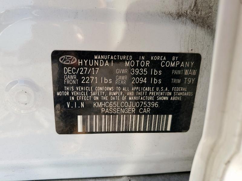 2018 HYUNDAI IONIQ BLUE KMHC65LC0JU075396
