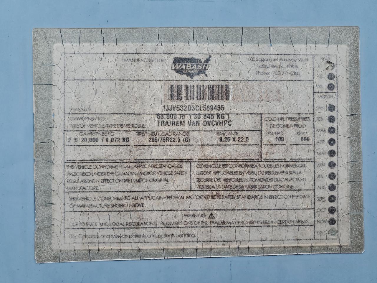 Lot #3265871225 2012 WABASH UNKNOWN