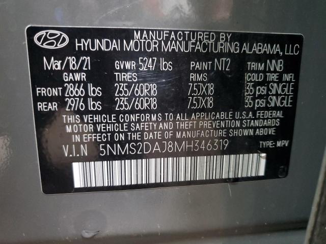 2021 HYUNDAI SANTA FE S 5NMS2DAJ8MH346319