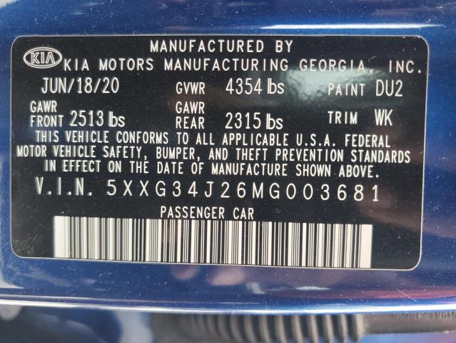 2021 KIA K5 EX 5XXG34J26MG003681