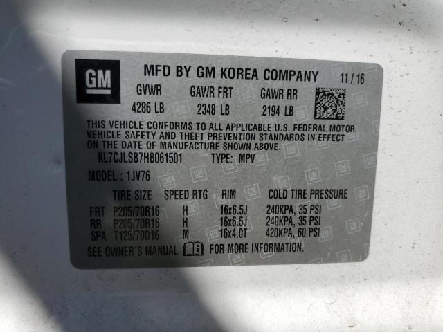 2017 CHEVROLET TRAX 1LT KL7CJLSB7HB061501