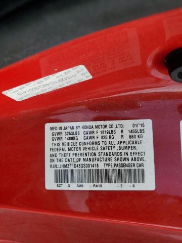 2016 HONDA CR-Z JHMZF1D48GS001418