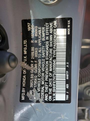 2018 HONDA CIVIC EXL SHHFK7H73JU205845