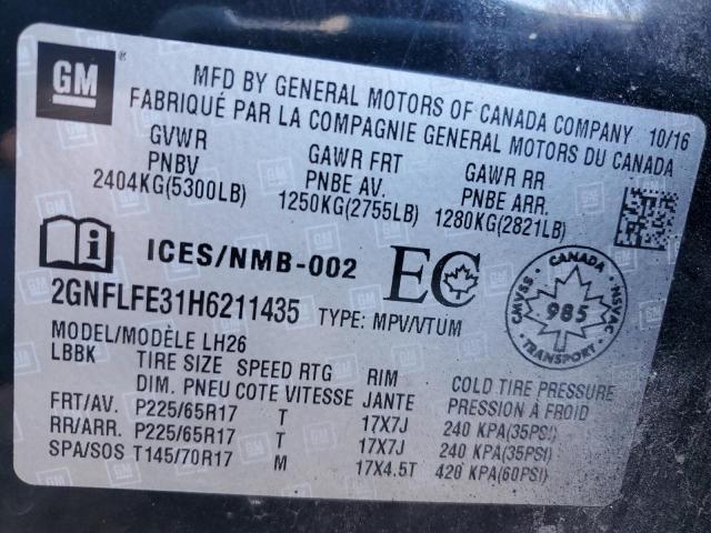 2017 CHEVROLET EQUINOX LT - 2GNFLFE31H6211435