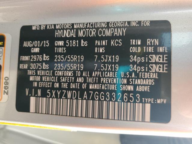 2016 HYUNDAI SANTA FE S - 5XYZWDLA7GG332653