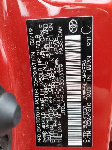 2019 TOYOTA PRIUS JTDL9RFU5K3003379