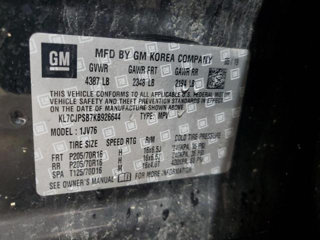 2019 CHEVROLET TRAX 1LT KL7CJPSB7KB926644