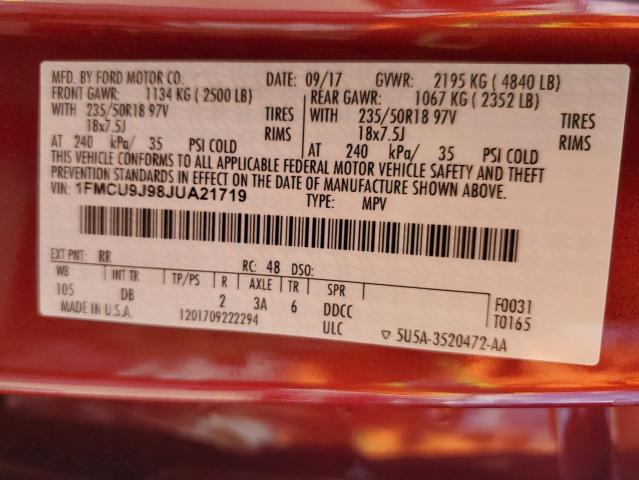 2018 FORD ESCAPE TITANIUM 1FMCU9J98JUA21719