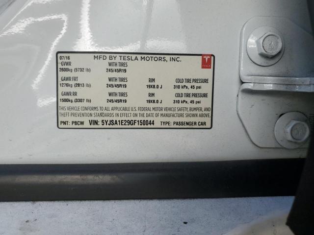 2016 TESLA MODEL S 5YJSA1E29GF150044