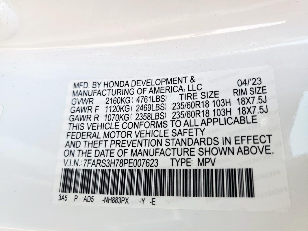 2023 HONDA CR-V EXL 7FARS3H78PE007623