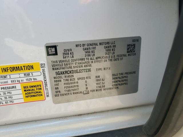 2016 BUICK ENCLAVE 5GAKRCKD0GJ277236