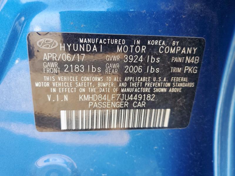 2018 HYUNDAI ELANTRA SE - KMHD84LF7JU449182
