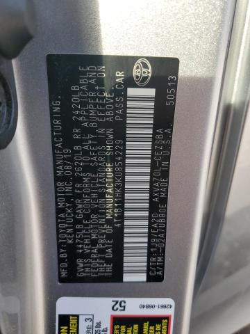 2019 TOYOTA CAMRY L 4T1B11HK3KU854229
