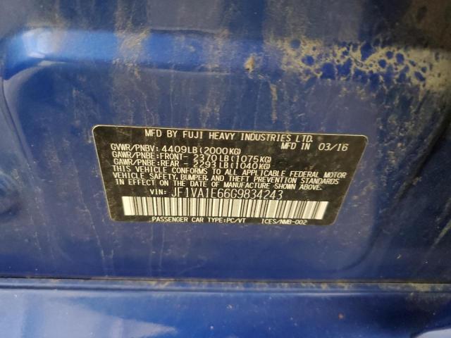 2016 SUBARU WRX PREMIU JF1VA1E66G9834243
