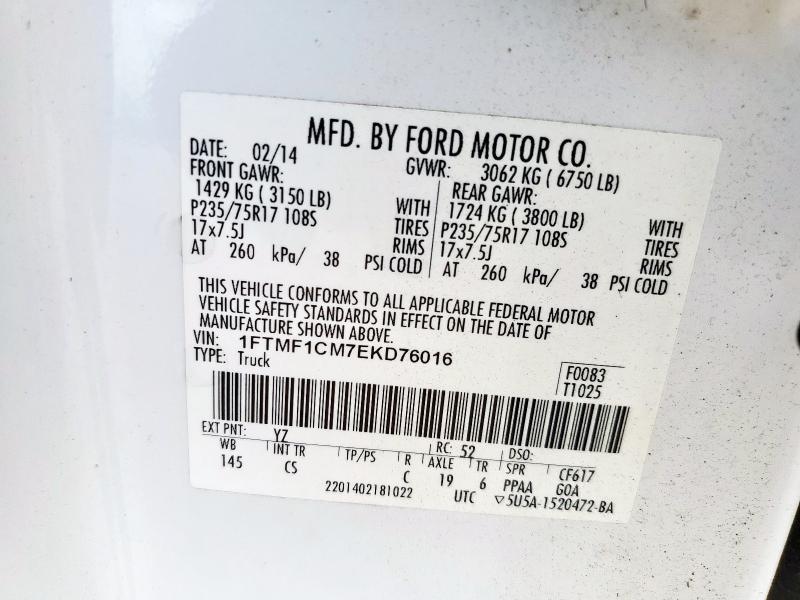 2014 FORD F150 - 1FTMF1CM7EKD76016
