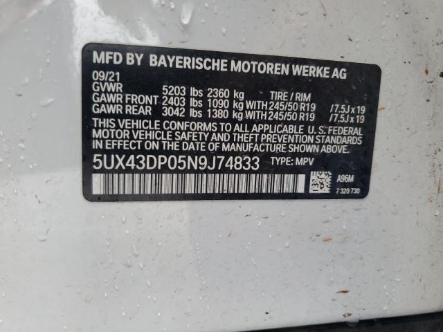 2022 BMW X3 SDRIVE30I 5UX43DP05N9J74833