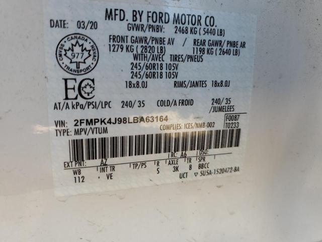 2020 FORD EDGE SEL 2FMPK4J98LBA63164