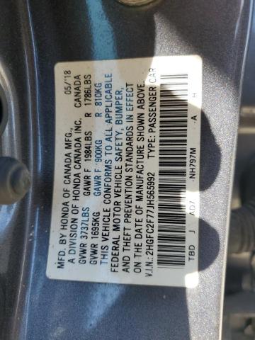 2018 HONDA CIVIC EX 2HGFC2F77JH565992