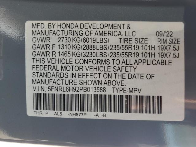 2023 HONDA ODYSSEY ELITE 5FNRL6H92PB013588