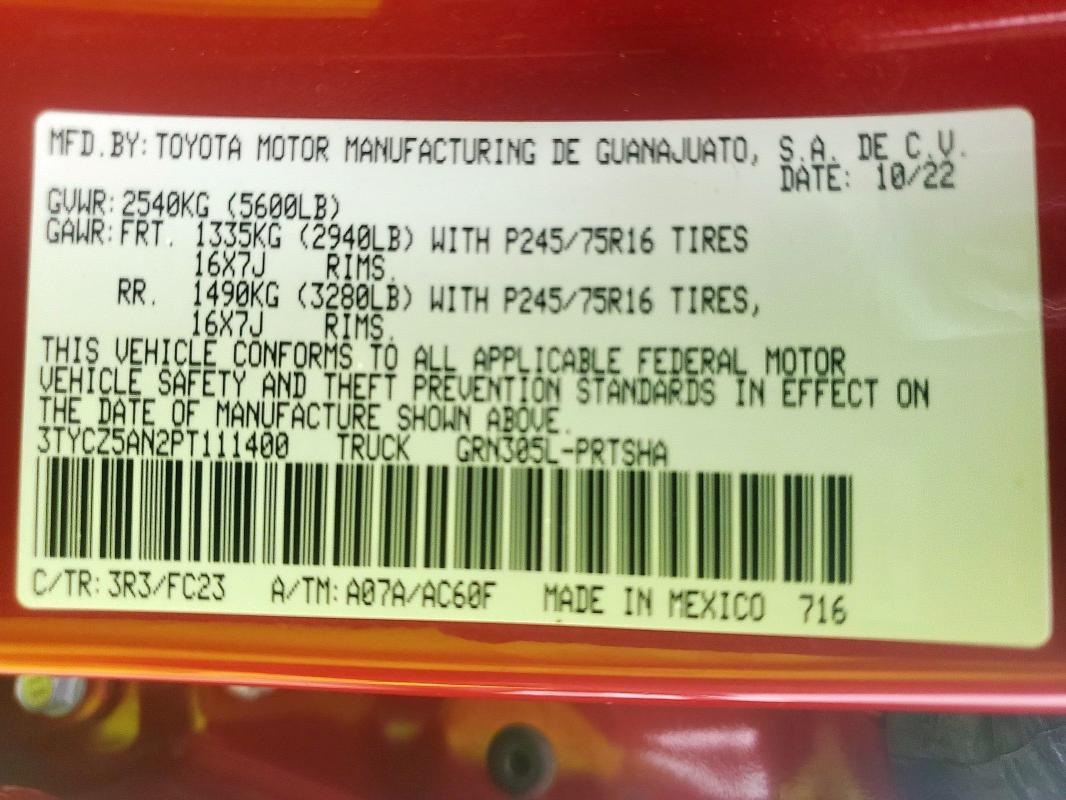 2023 TOYOTA TACOMA DOU 3TYCZ5AN2PT111400