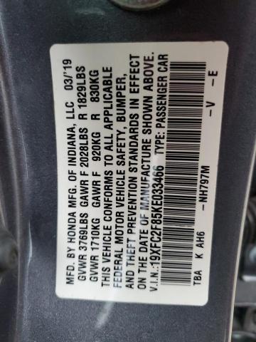 2019 HONDA CIVIC SPOR 19XFC2F85KE033466