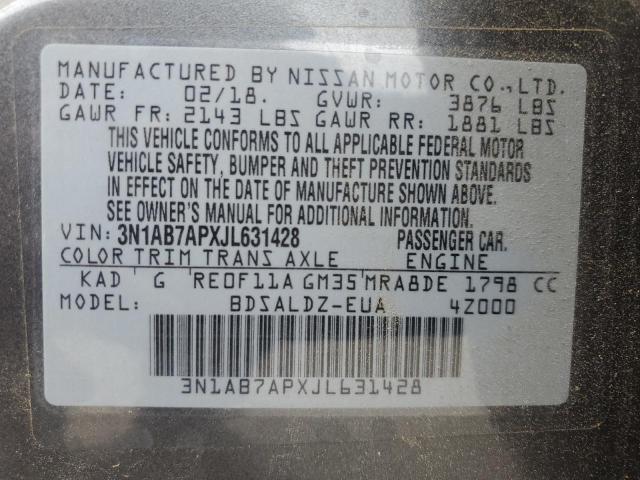 2018 NISSAN SENTRA S 3N1AB7APXJL631428